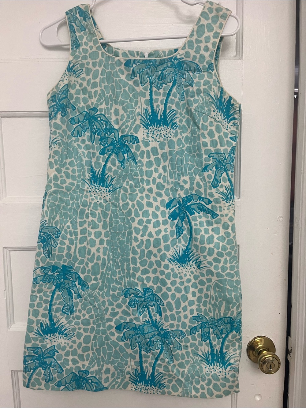 Vintage Lilly Pulitzer Aqua Palm-Print Sleeveless Shift Dress